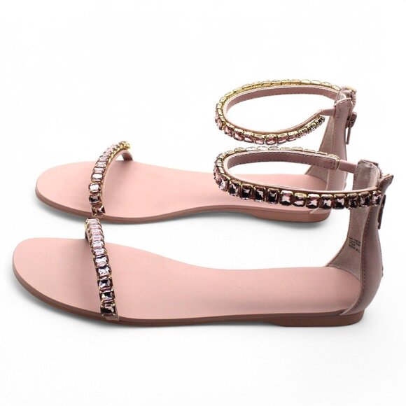 Inc Womens Pink Ankle Strap Embellished the Carmel Round Toe Zip-up Sandals Shoe - Picture 7 of 8